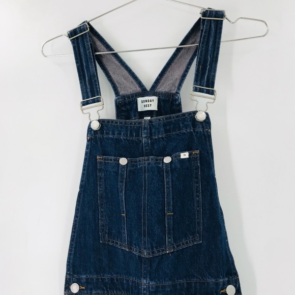 Sunday Best Utility Cargo Denim Straight Leg Overalls Size XXS - Picture 3 of 10